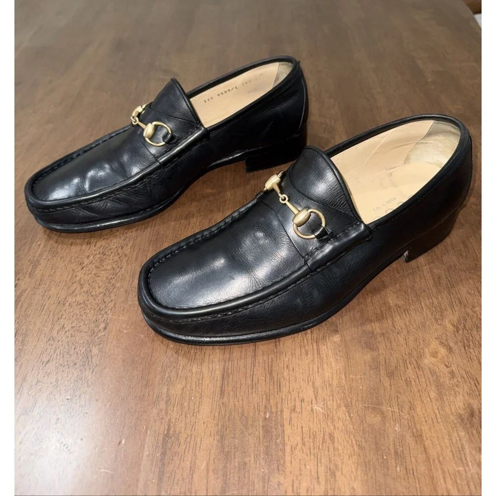 Gucci Horsebit Black Leather Men’s Loafers - 10.5